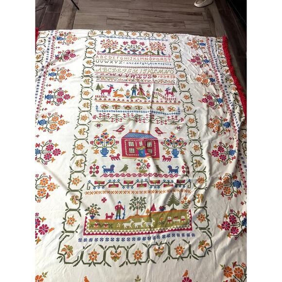 VTG Fieldcrest American Sampler Dutch Bedspread Comforter Twin Fringe 72"x100" - Picture 11 of 13